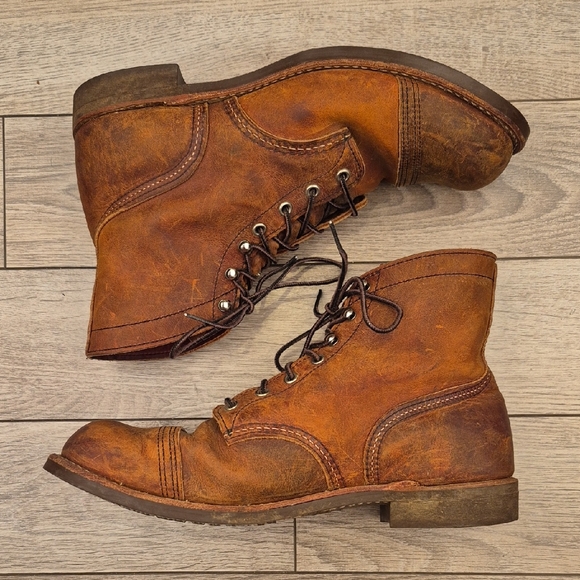 RED WING Iron Ranger 8085 Copper Brown Leather Sz 10.5 D Mens Lace Up Work Boots